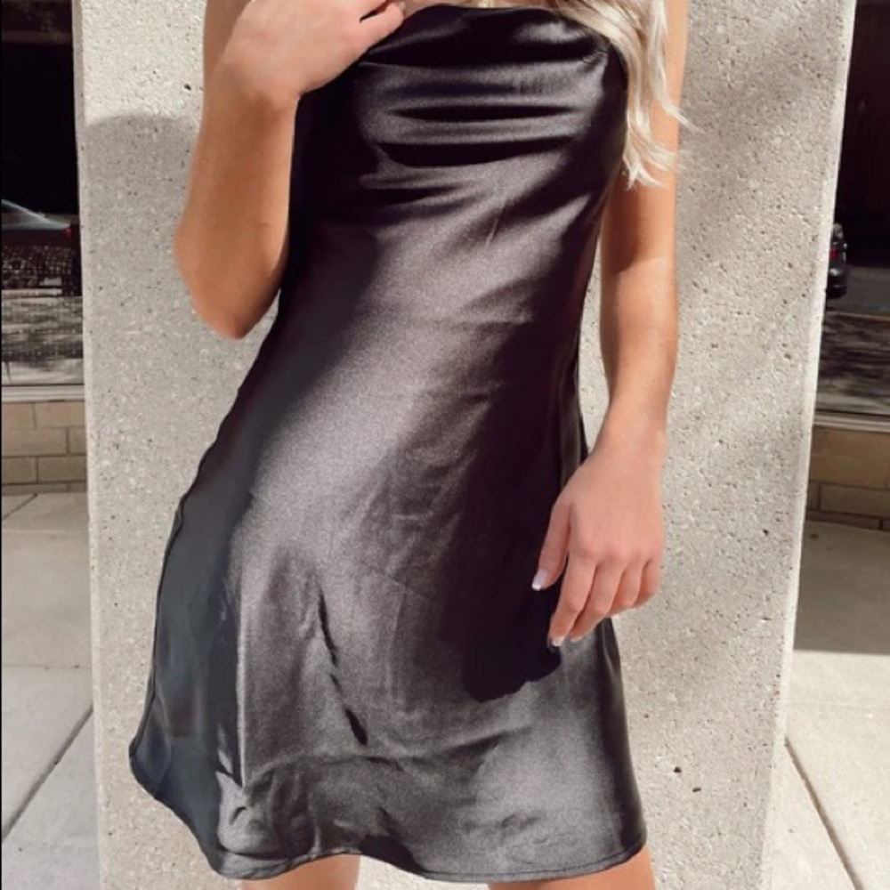 Black Show Me A Good Time Slip Dress - Picture 3 of 7